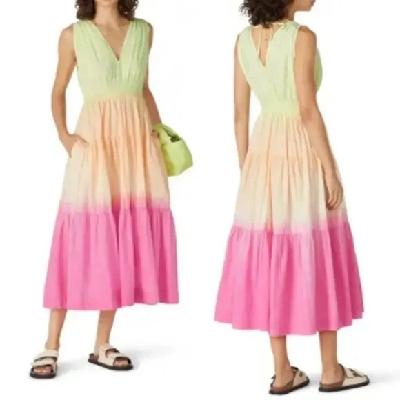 S/W/F Sunset Tiered Ombre 100% Cotton Maxi Dress Size Small Revolve - Picture 10 of 11